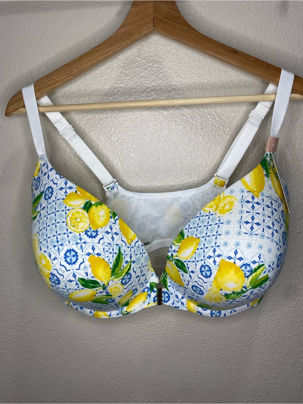 👙🫶🏽 Cacique- Lemon Tile Print T-Shirt Bra - White & Yellow